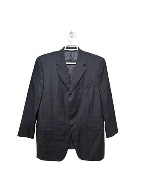 Canali Proposta Gray Window Pane Wool Single Breasted Blazer Sz 54R